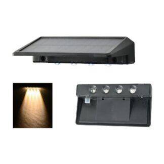 Lampă solară pentru gard și perete JY-S03, 4 LED – Alb cald / alb rece